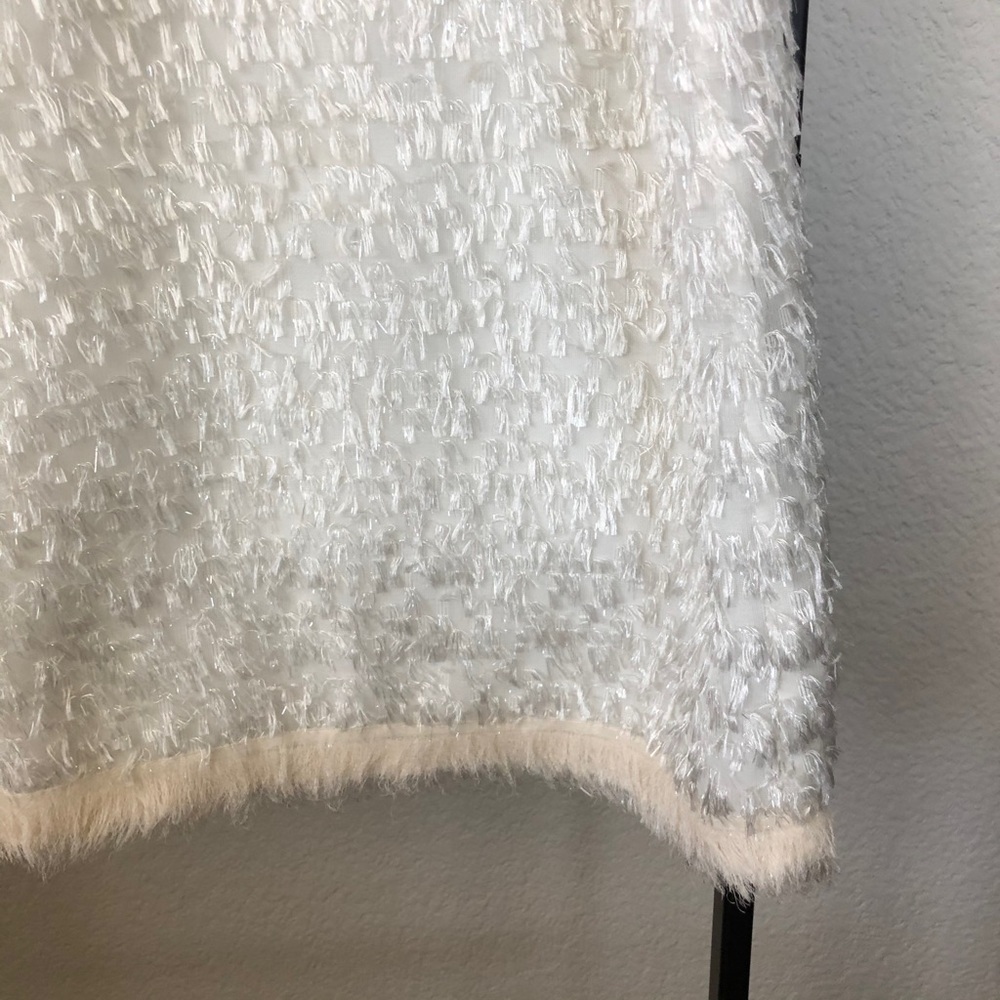 Jill Stuart White Eyelash Fringe Sleeveless Mini Dress - Picture 4 of 9